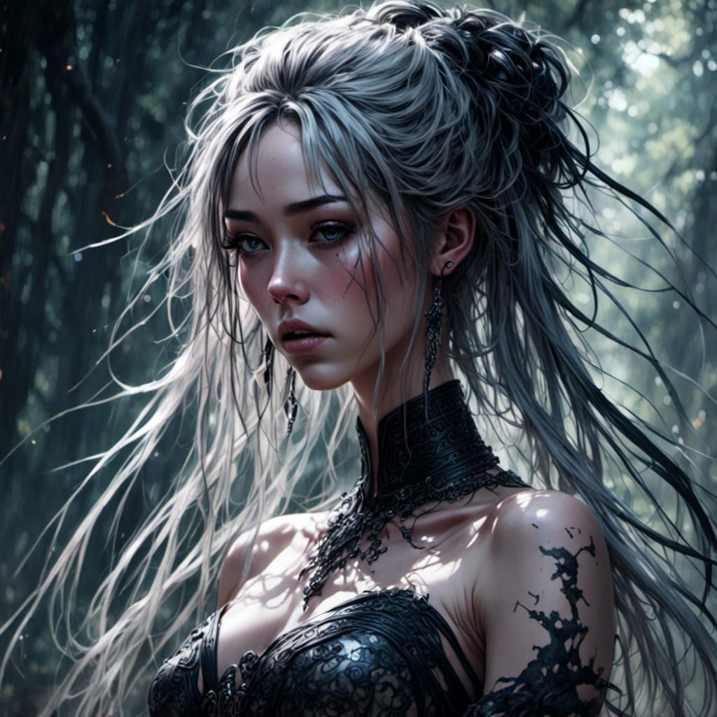 Ethereal Ghost in Haunted Forest Illustration