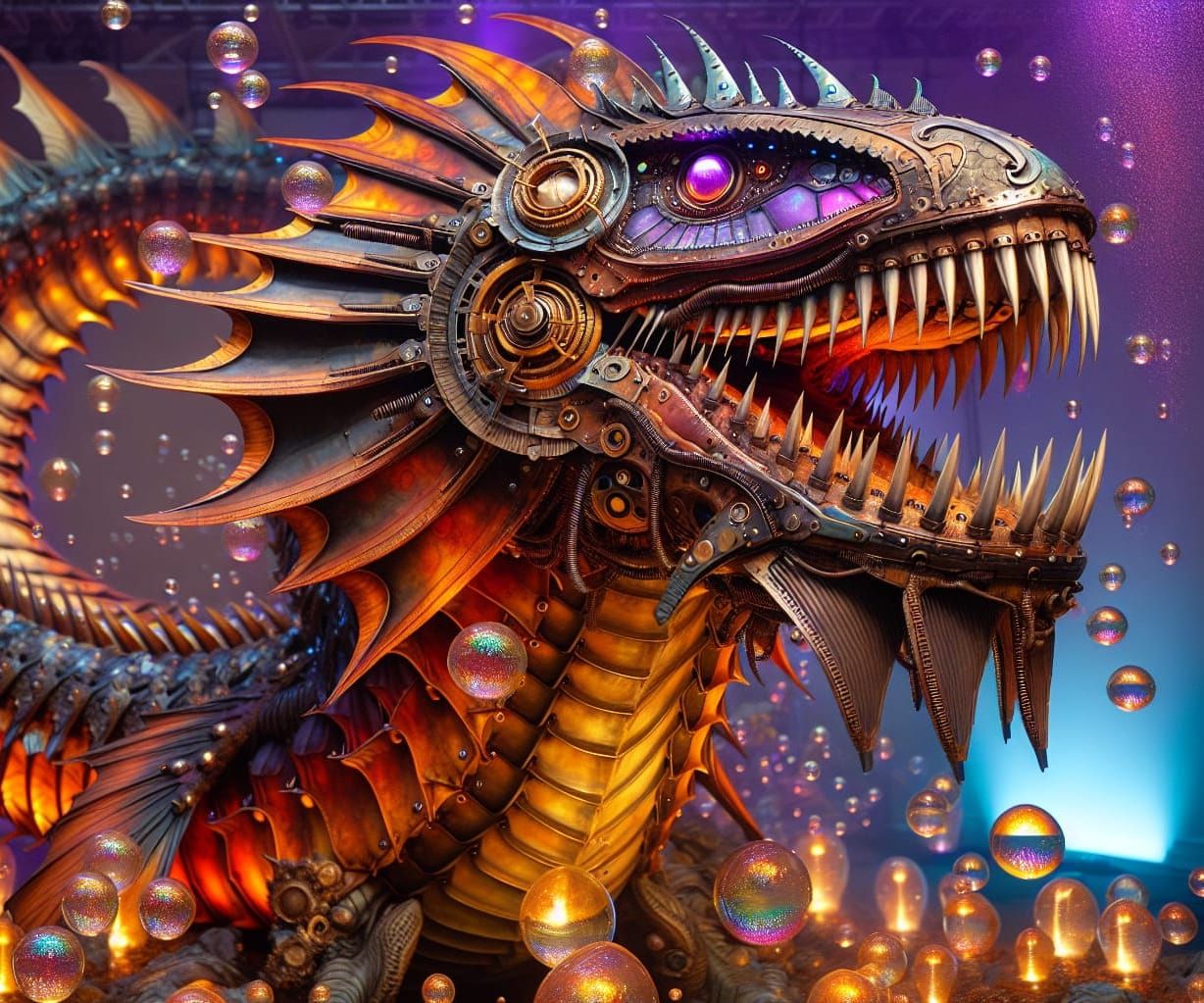 Steampunk Sea Serpent with LED Lighting