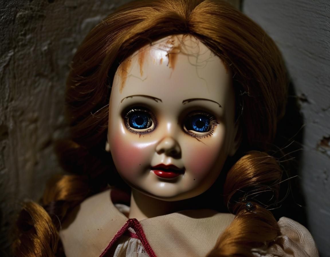 Haunted Doll with Fractured Face in Asylum