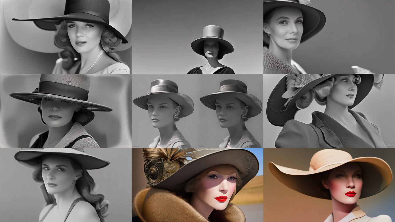 Candid Portrait of Woman in Big Hat, Street Photography