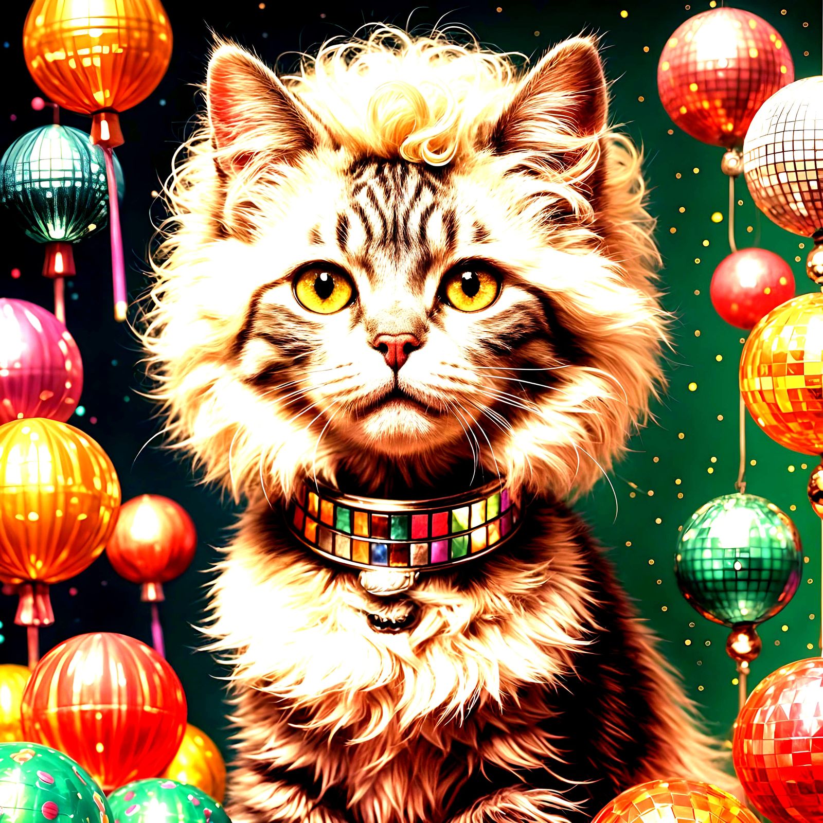 Cat in Afro Wig at Candy Disco