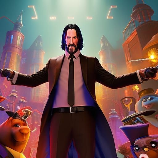 John Wick Animated Movie Still in Wonderland