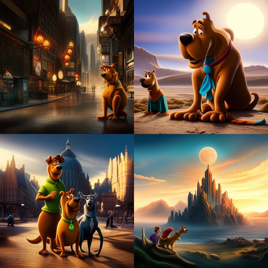Cinematic Digital Painting of Scooby Doo
