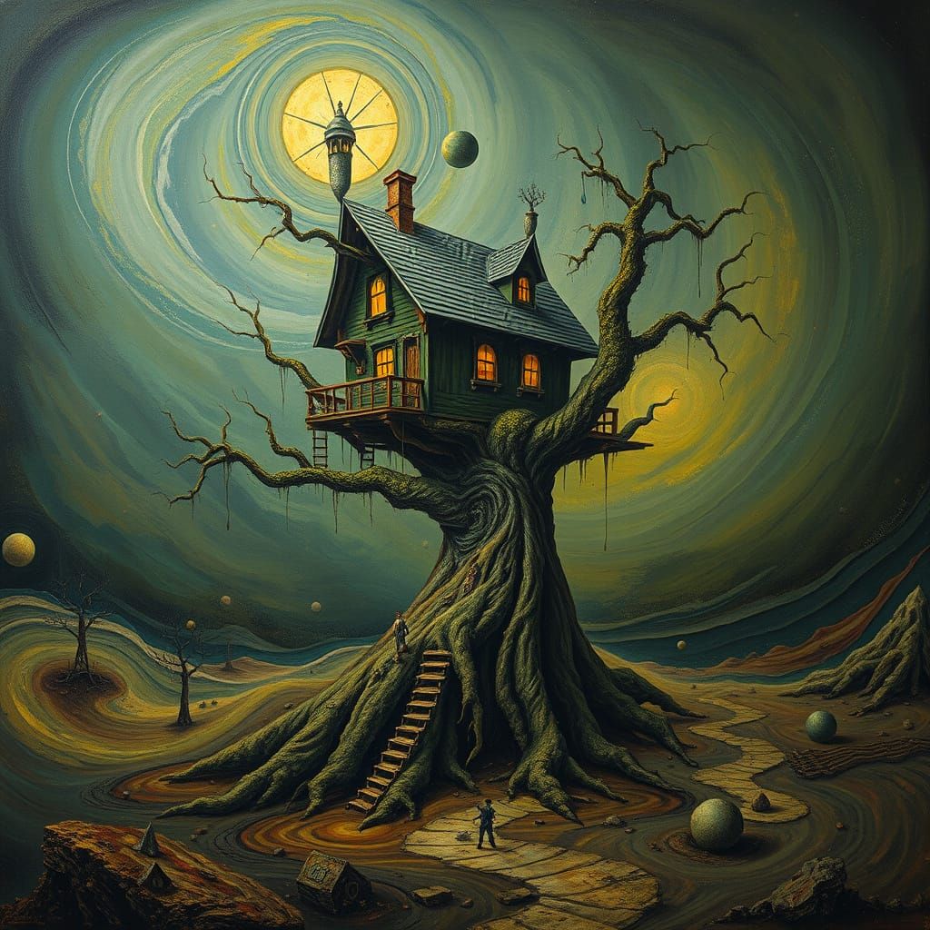 Surrealist Treehouse in a Melting Landscape
