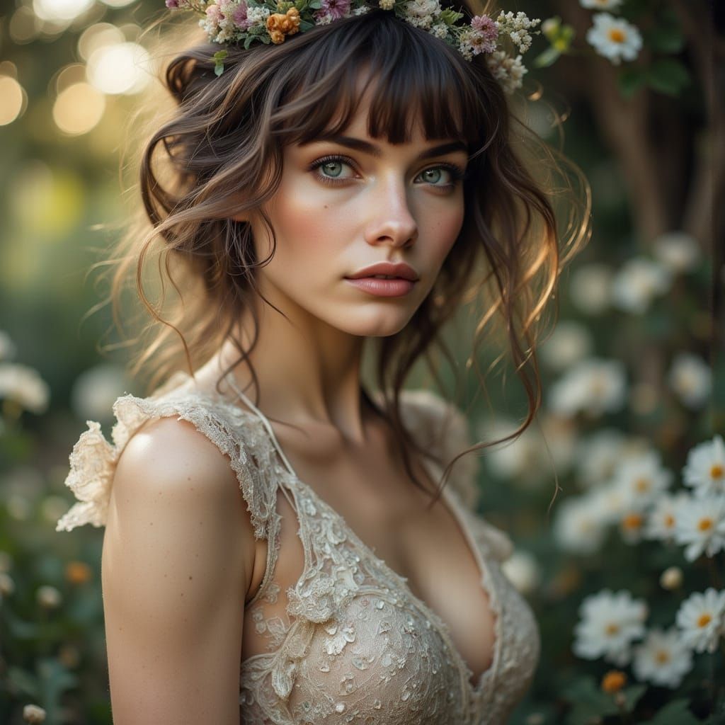 Woman Dressed in Natural Light with Bokeh