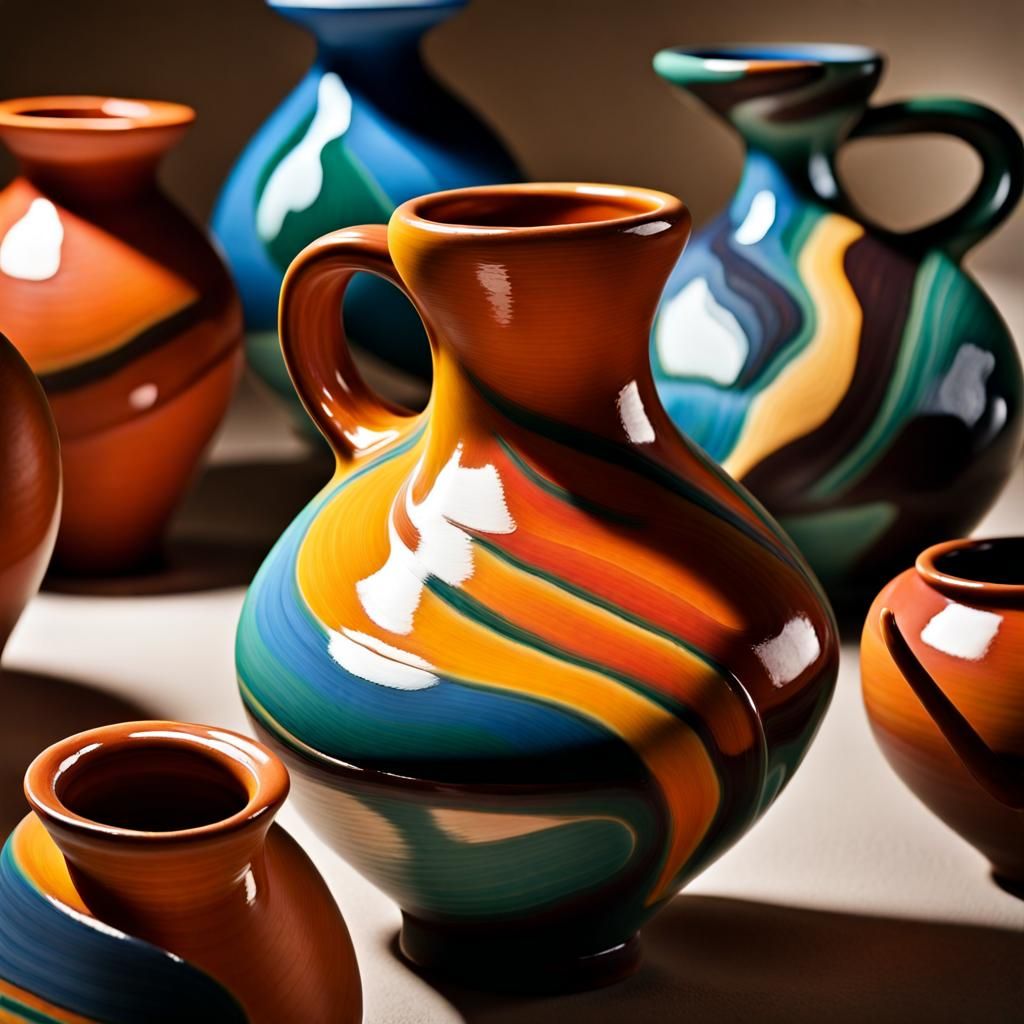 Colorful Abstract Clay Pottery Inspired by Picasso