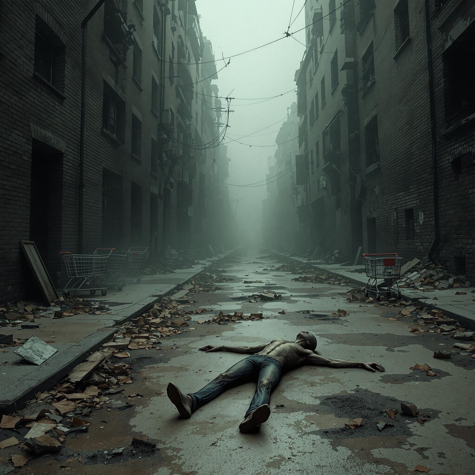 Desolate Figure in a Crumbling Street: Capitalism's Dark Sid...