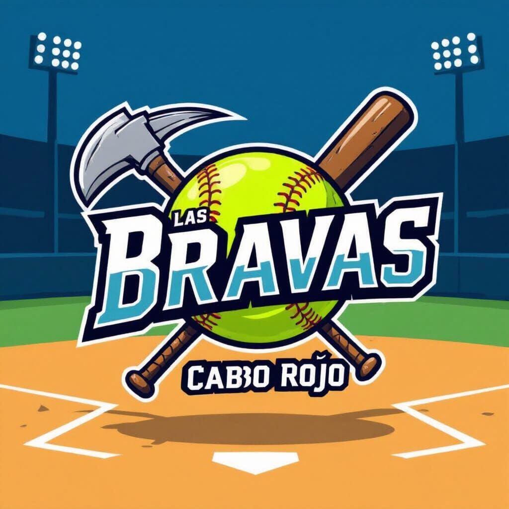 Las Bravas de Cabo Rojo Softball Logo Vector Art