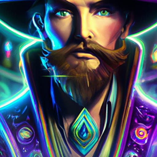 Detailed Portrait of Magician with Dynamic Lighting