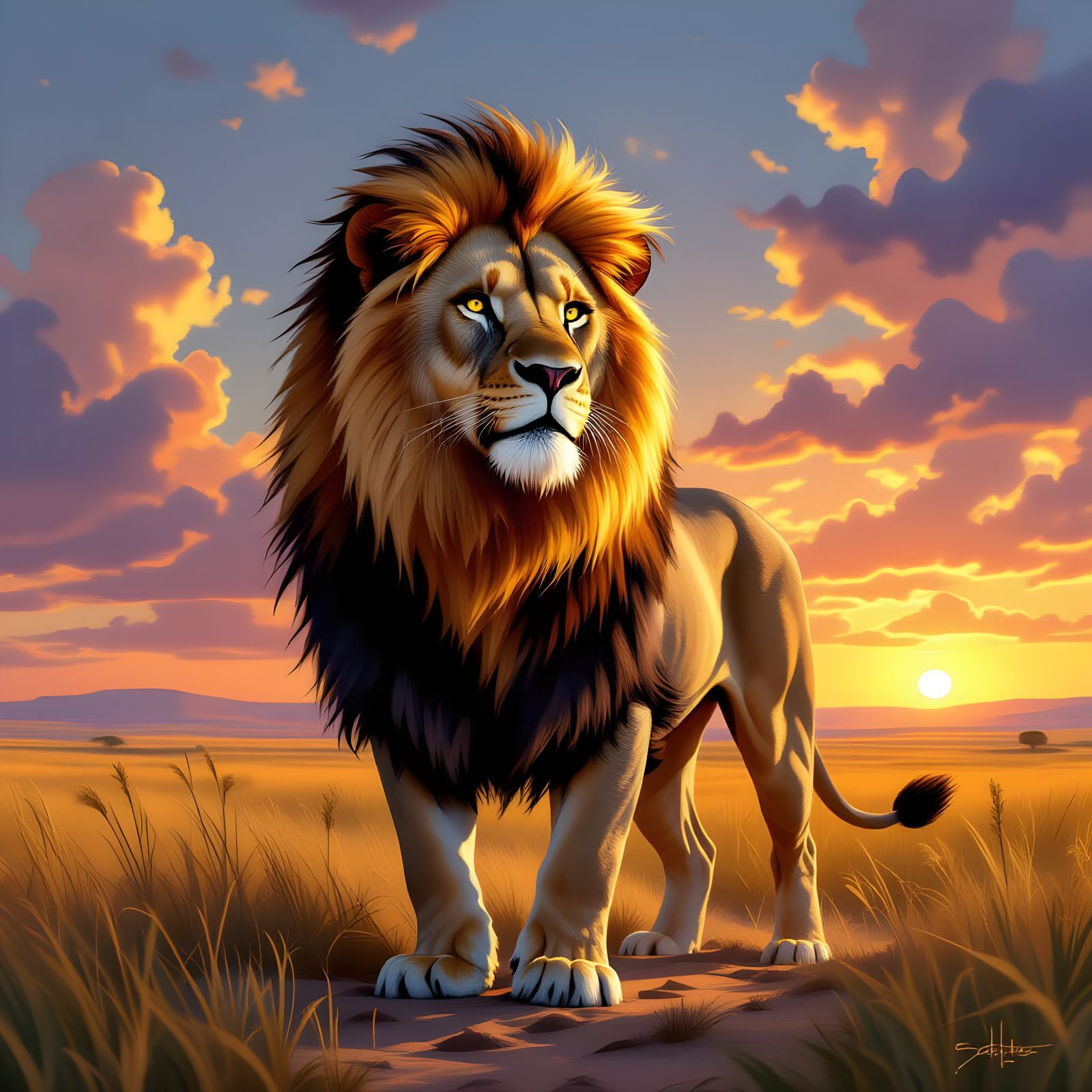 Majestic Lion in Golden Light on the Savannah