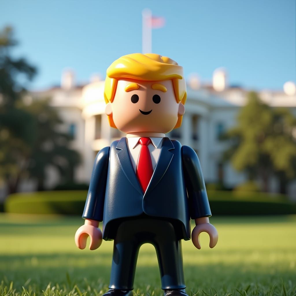 Playmobil Donald Trump Figurine at White House in Digital Ar...