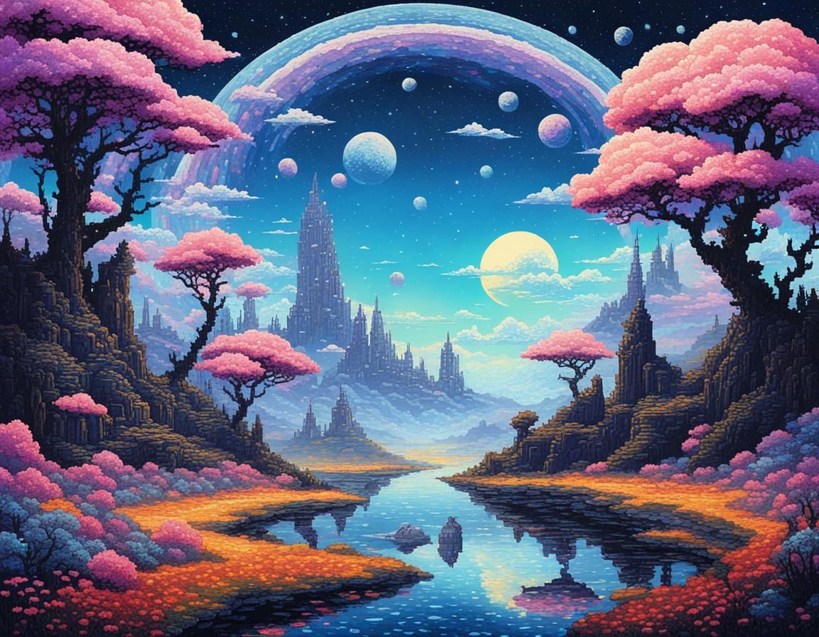 Ethereal Floral Art with Galactic Chrome Effects