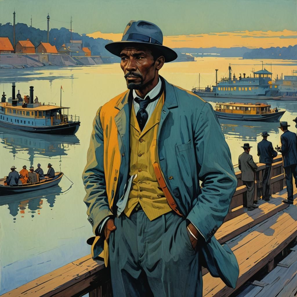 Riverboat Arrival: Illustration in Vivid Colors