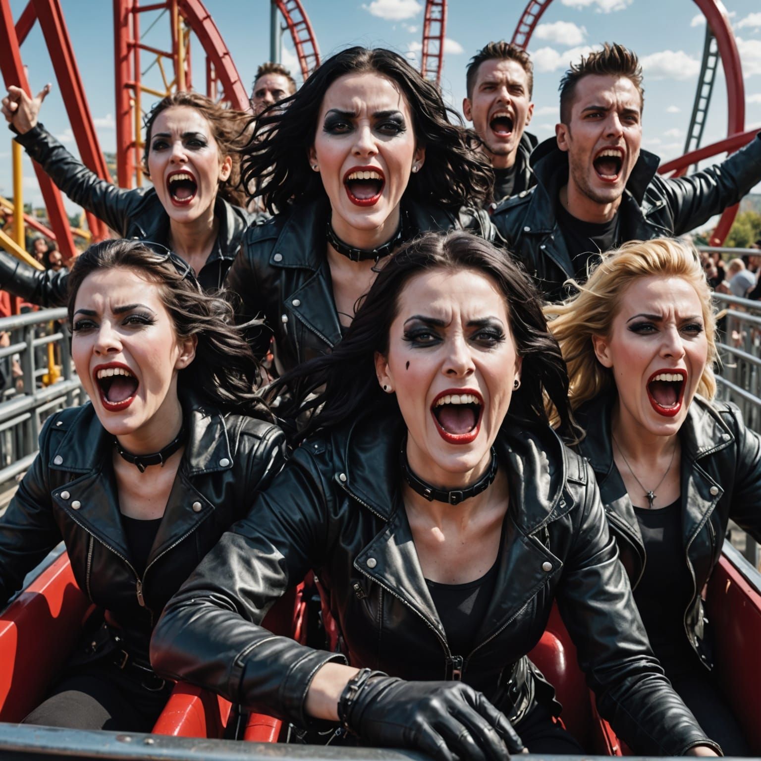 Goth Woman Unmoved on Thrill Ride
