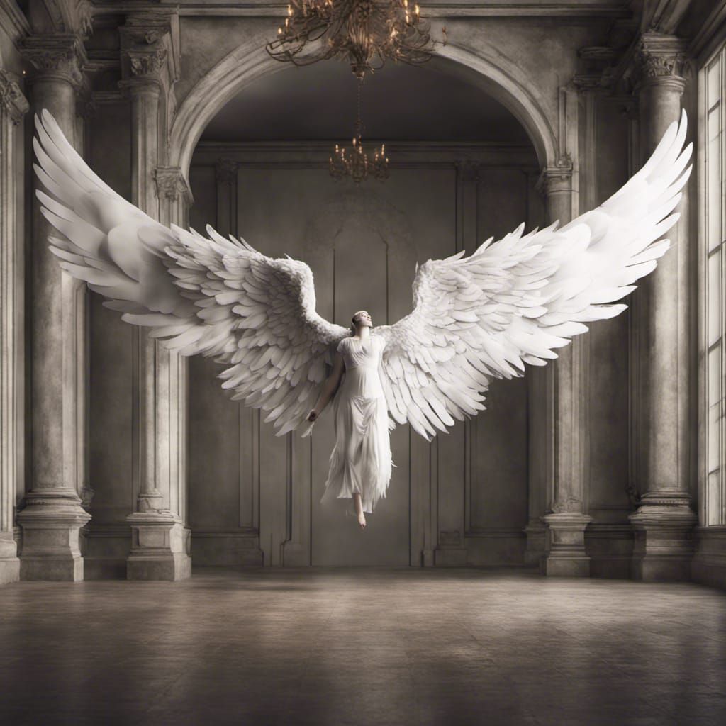 Majestic Angel Wings in Rustic Palace Backdrop