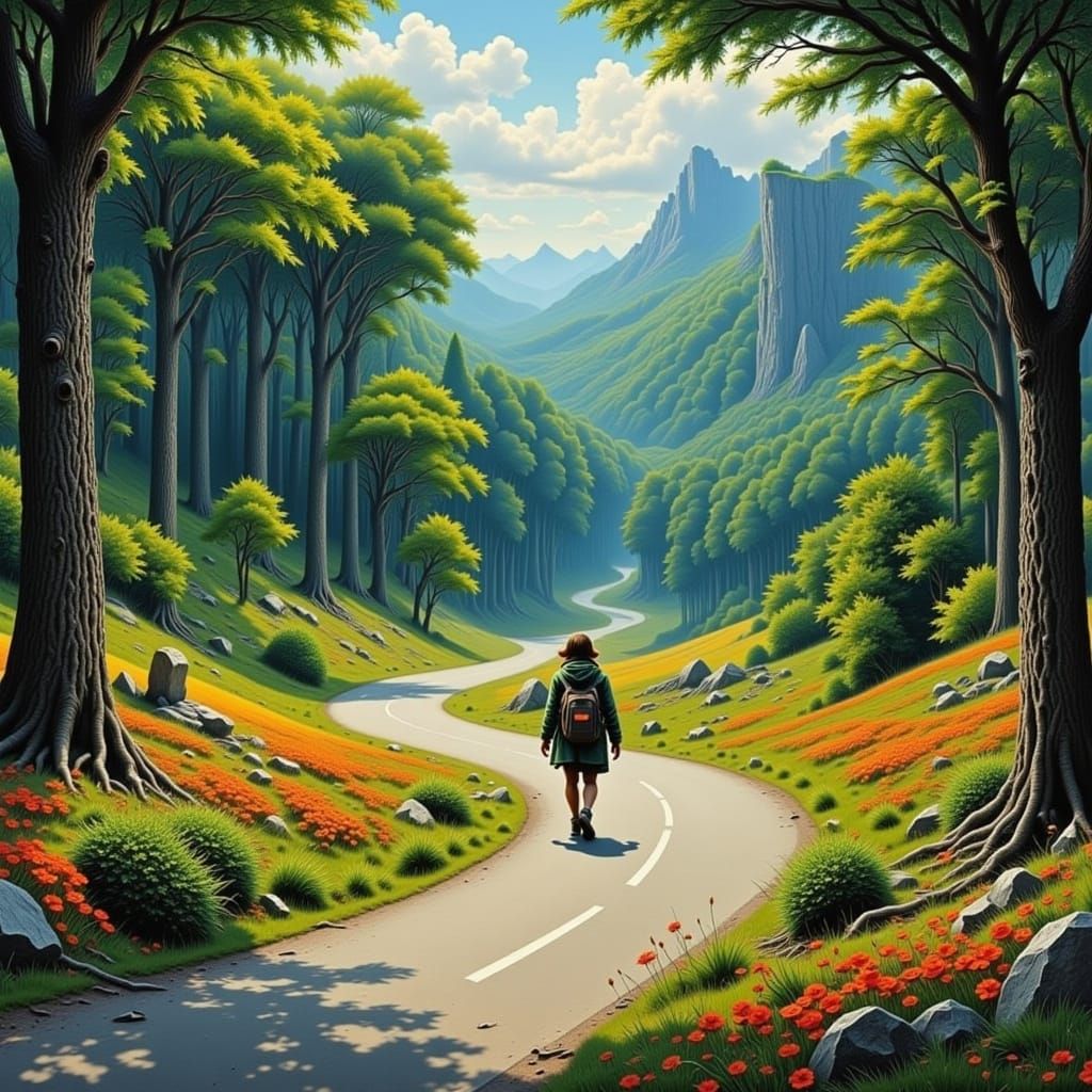 Path to Hopeful Future in Lush Landscape