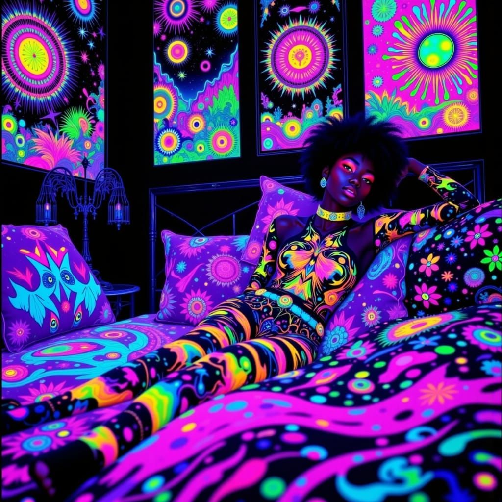 Glowing Psychedelic Haven in Neon Futurism Style