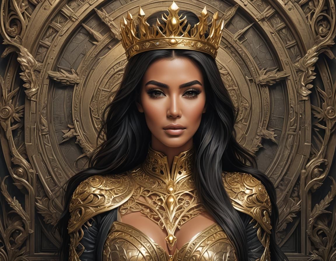 kim kardashian With Royal Gradient Golden Crown