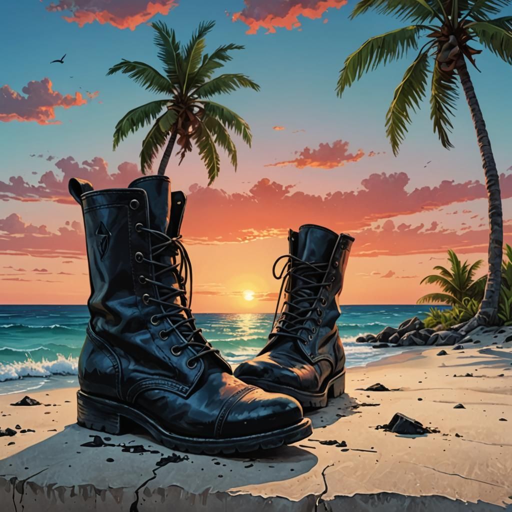 Cartoon of Cuban Boots as Islands in Ocean