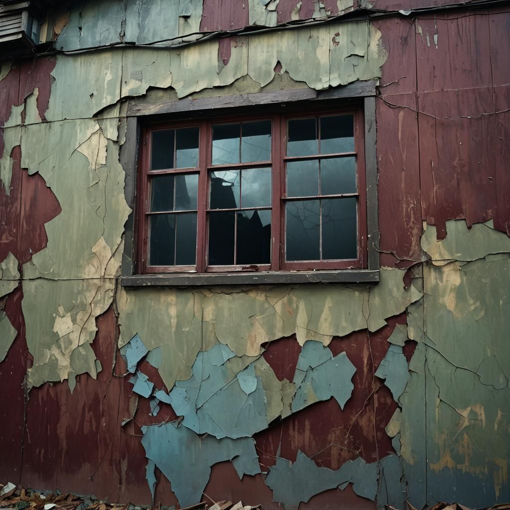 Dystopian House: Burgundy Velvet in Grungy Concept Art