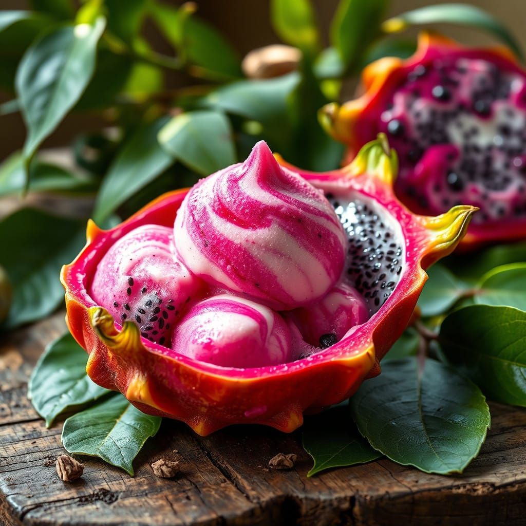 Vibrant Pink Still Life of Dragonfruit Sorbet