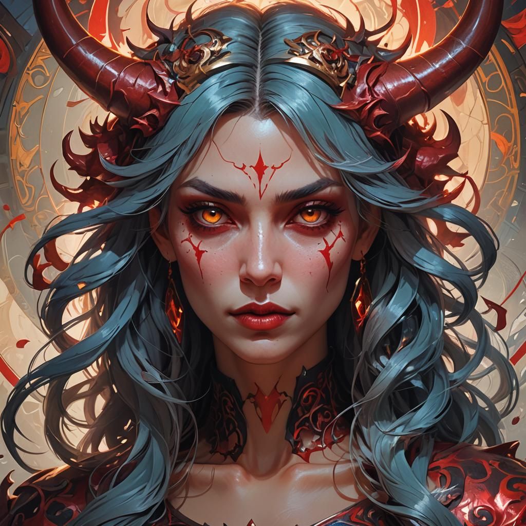 Hyperdetailed Portrait of a Devil Girl