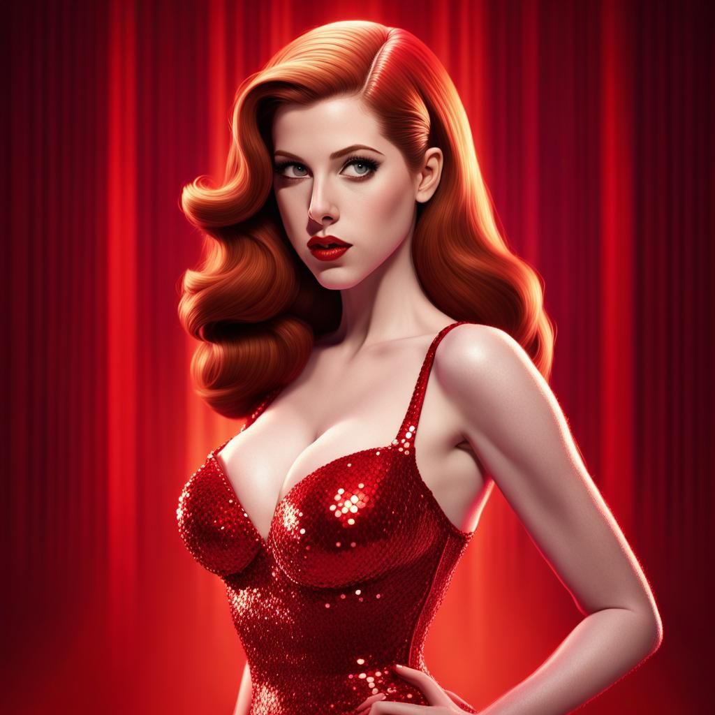 Anna Kendrick as Jessica Rabbit in 1940s Style