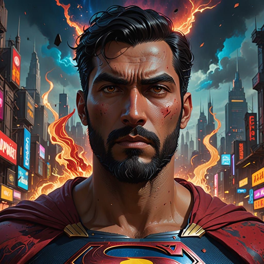 Furious Pakistani Superman in a Dramatic Cosmic Explosion