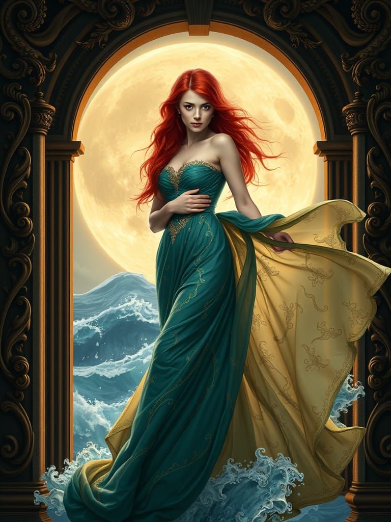 Baroque Goddess in Majestic Arched Doorway