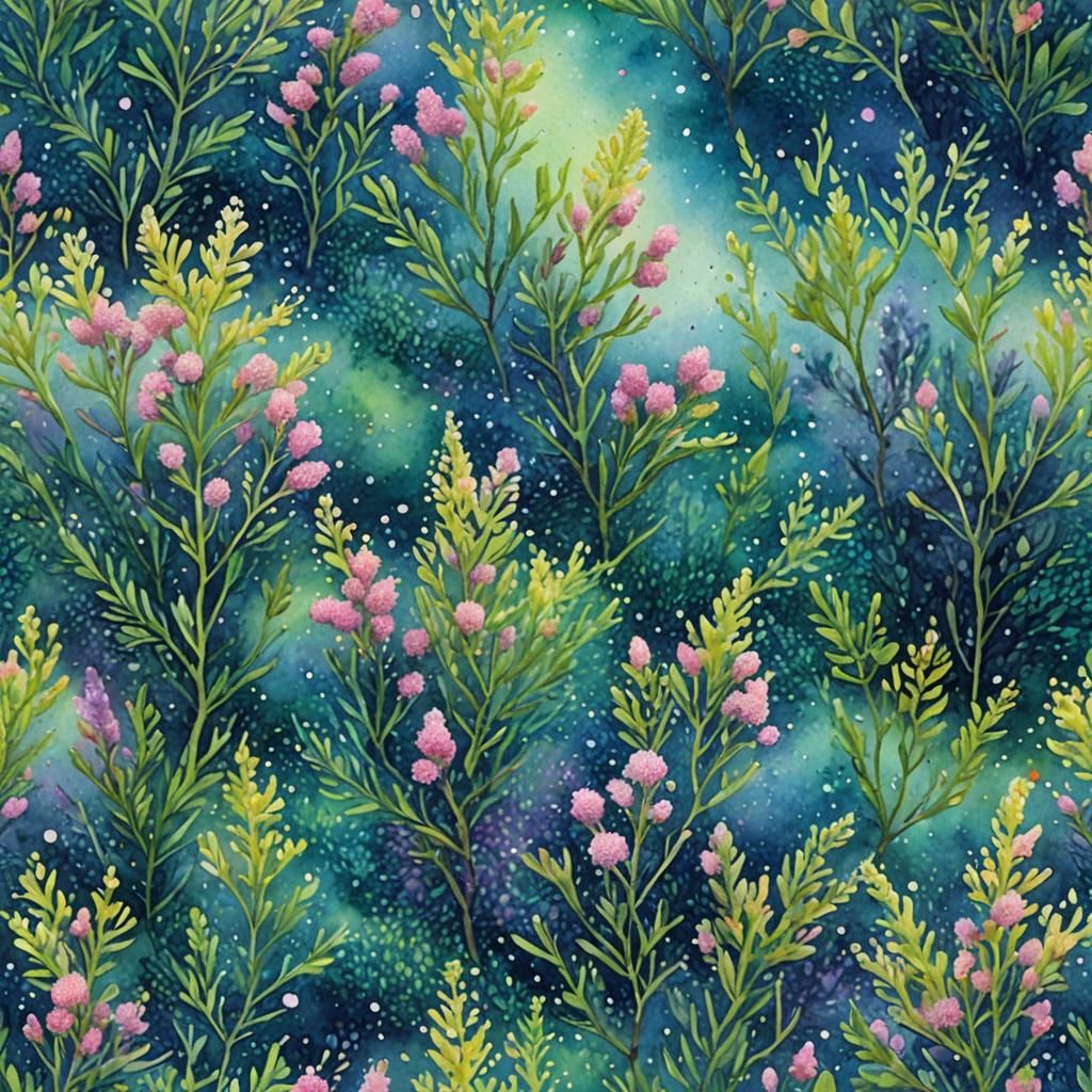 Ethereal Pointillist Watercolor Painting with Rainbow Hues