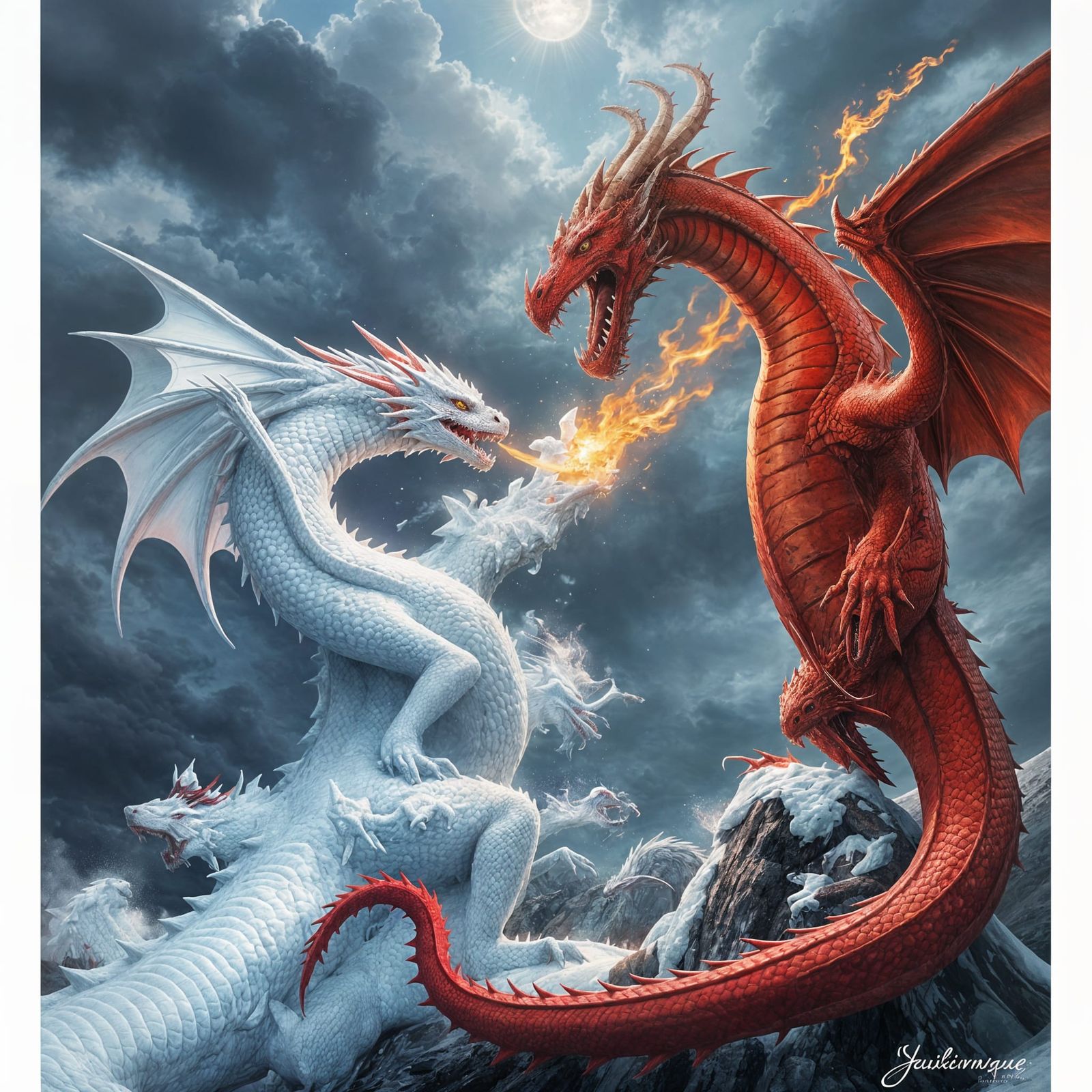 Ice Dragon vs Fire Dragon Battle