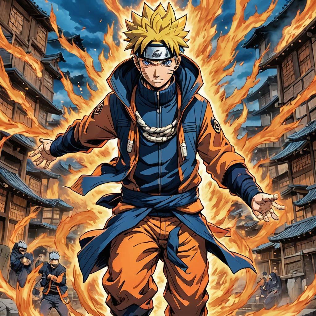 Naruto: Nine-Tails Chakra Unleashed in Manga Style