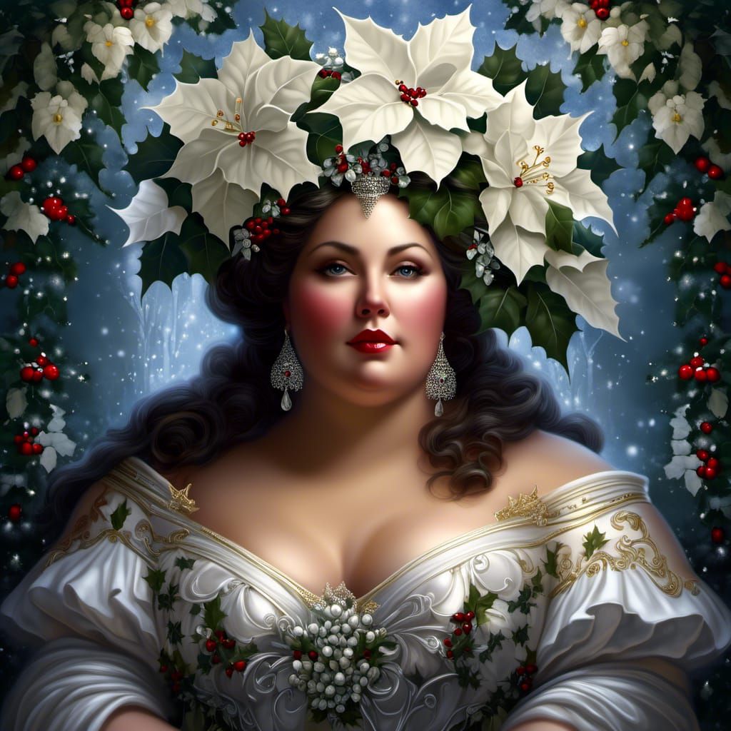 Goddess of Winter Flowers in Rococo Gown