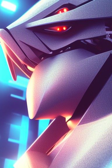 Robotic Woman Profile in Anime Cell-Shaded Style