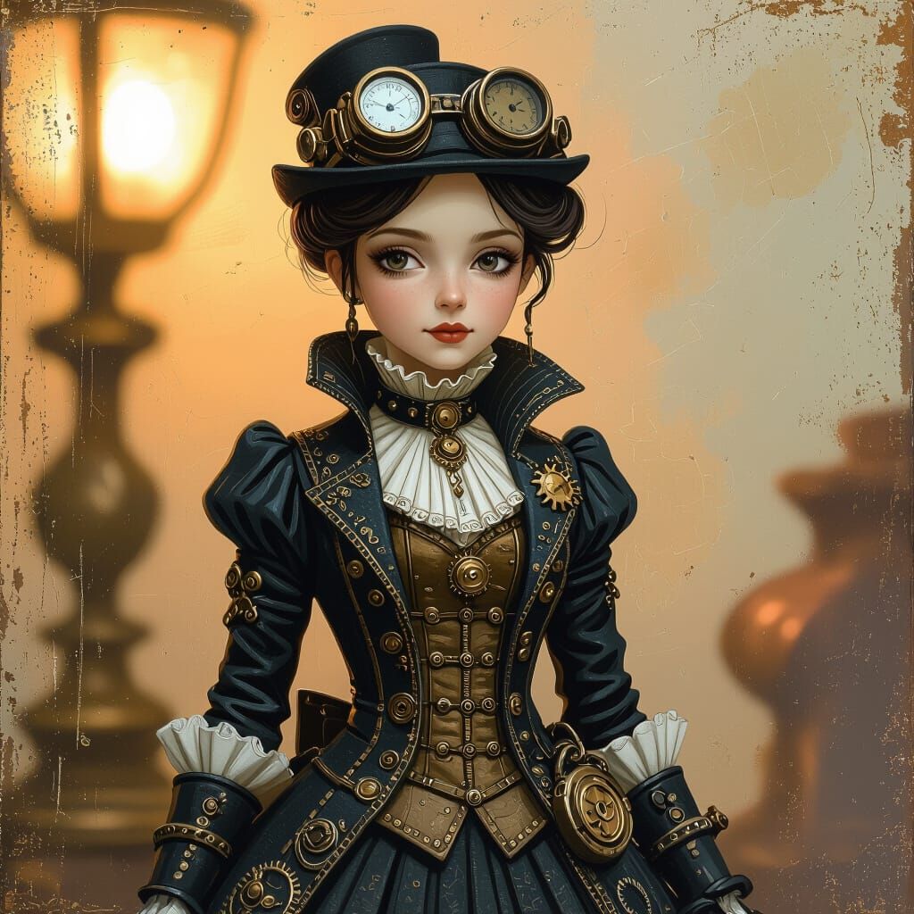 Steampunk Figurine in the Style of Digital Painting