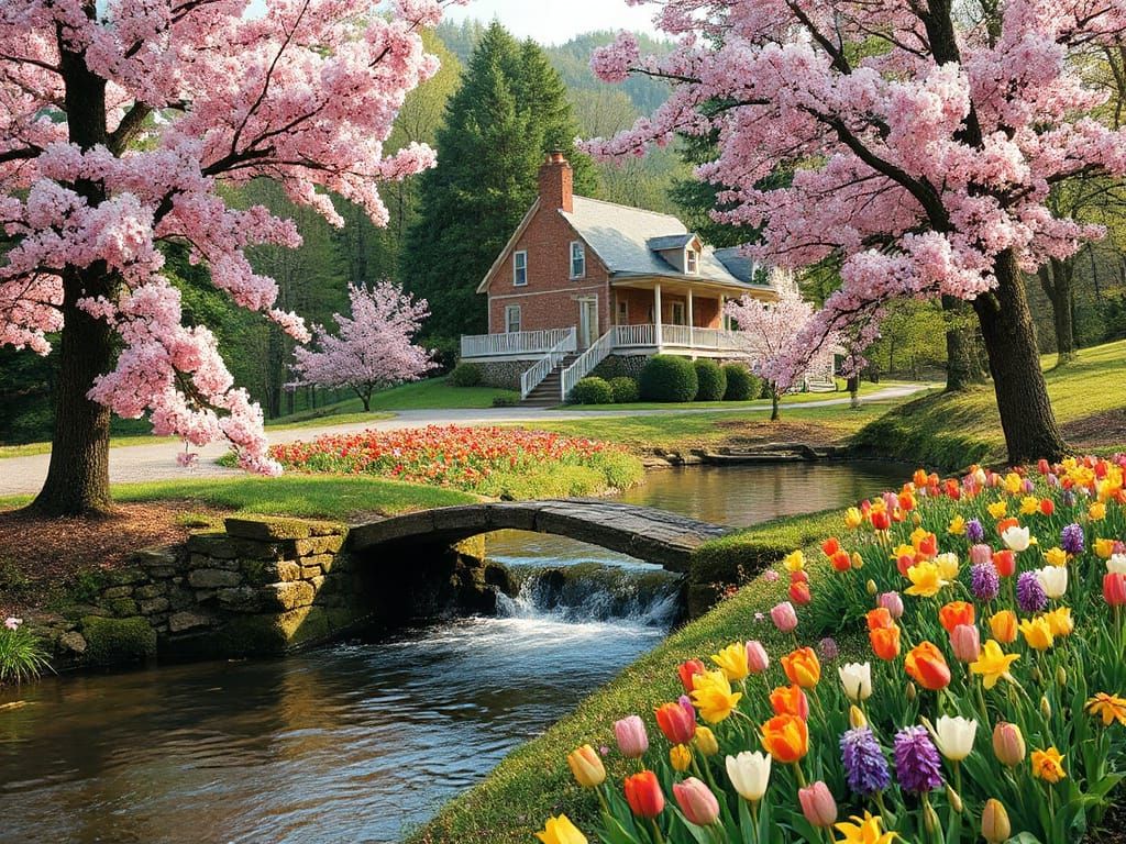 Serene Isolated House in Blossoming Woods