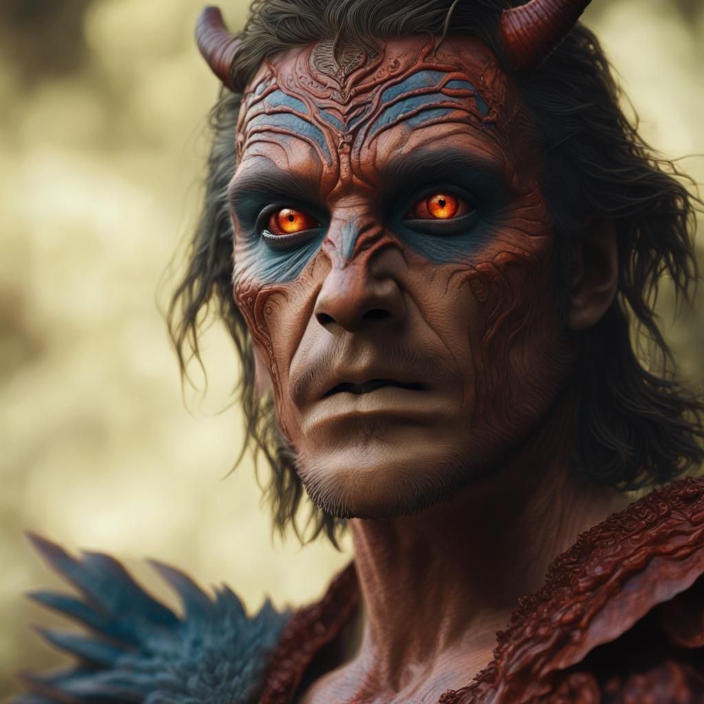 Photorealistic Scarlet Cambion Creature Portrait in 8K