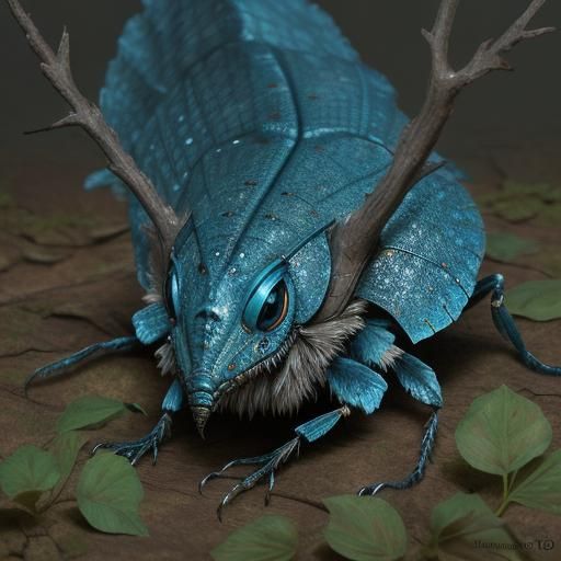 Blankling Insect on Birch Branch in Detailed Matte Painting