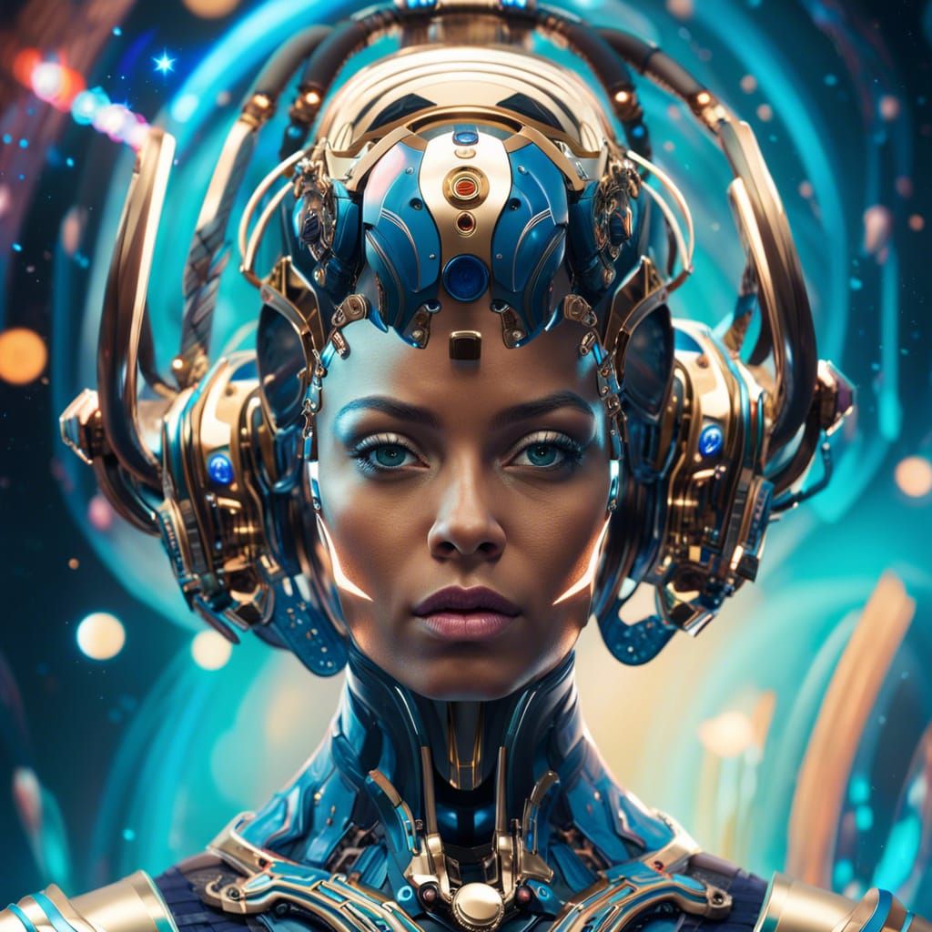 Four-Armed Cyborg in Maximalist Style