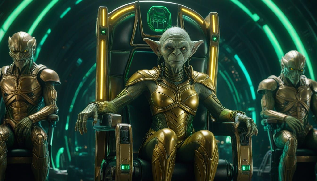 Troll Captain on Spaceship Bridge in Sci-Fi Art