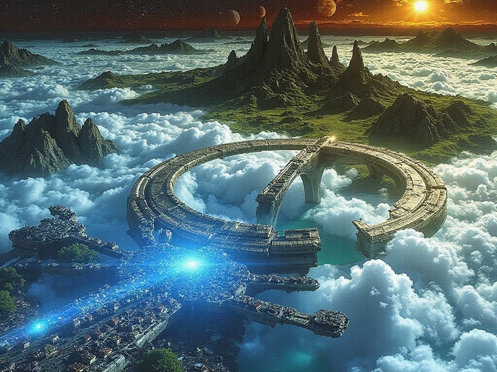 Futuristic Ring City Around Alien Planet