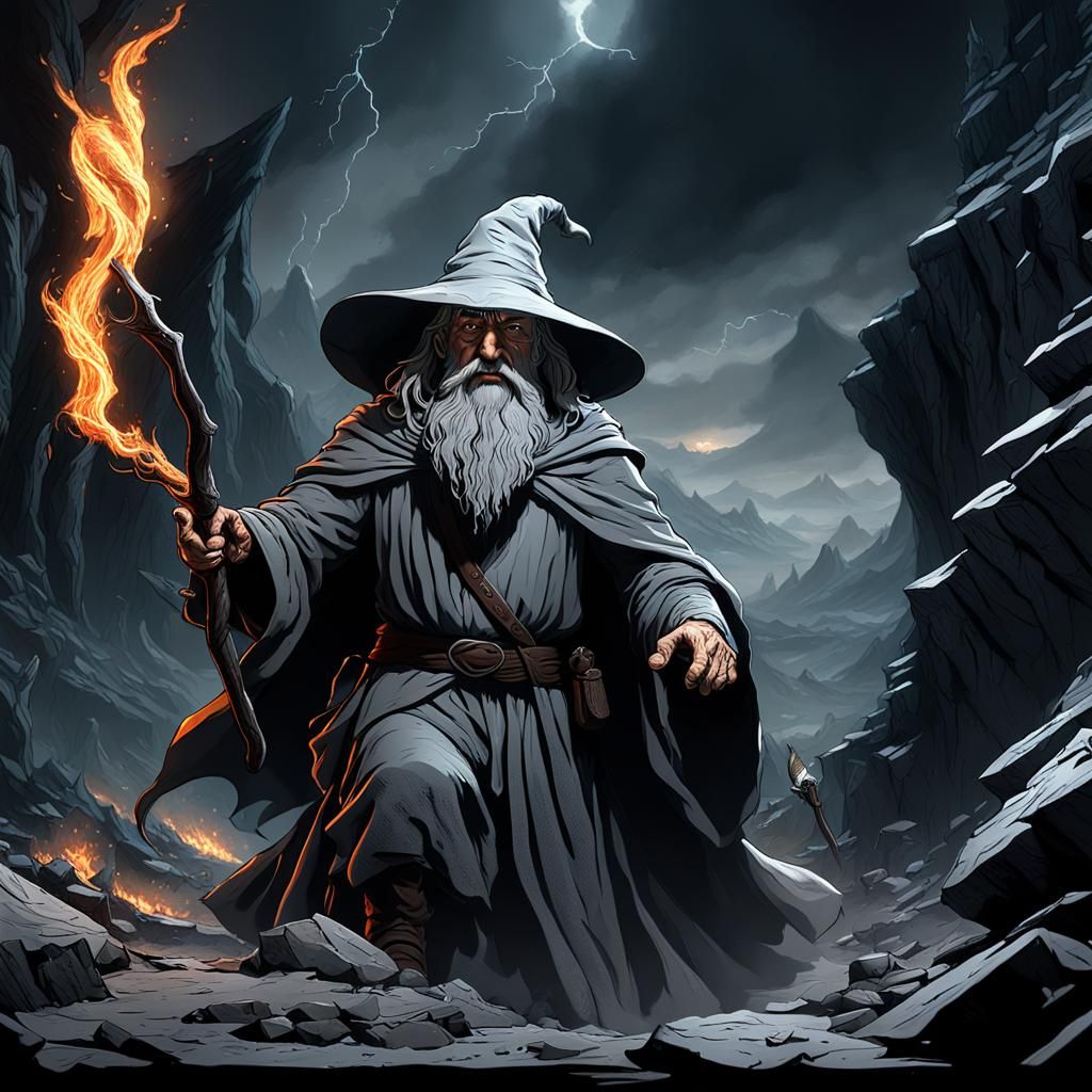 Mighty Gandalf the Grey from The Lord of the Rings (Tolkien).