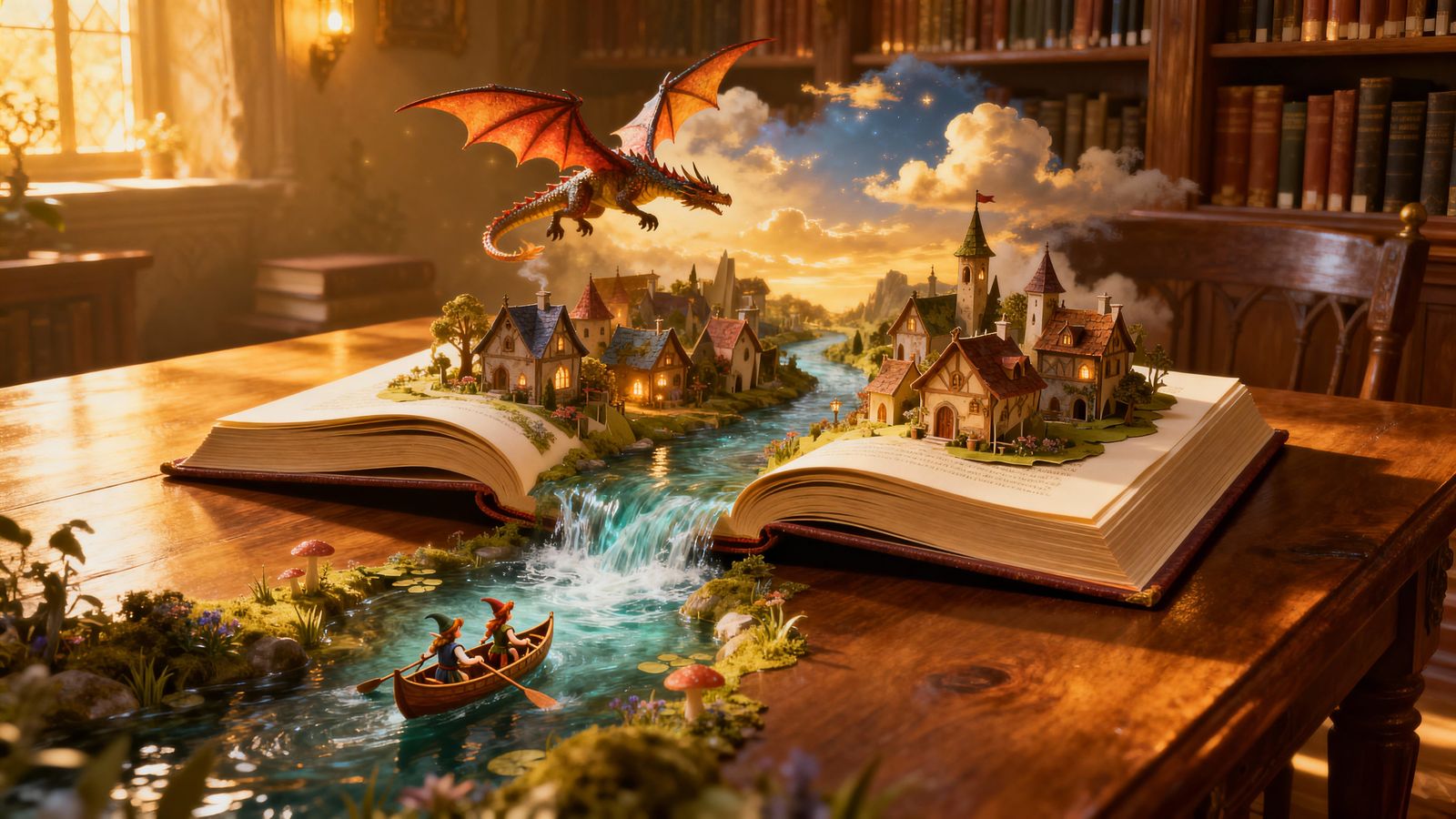 Magical Popup Book Unfolds Fairytale Land on Table