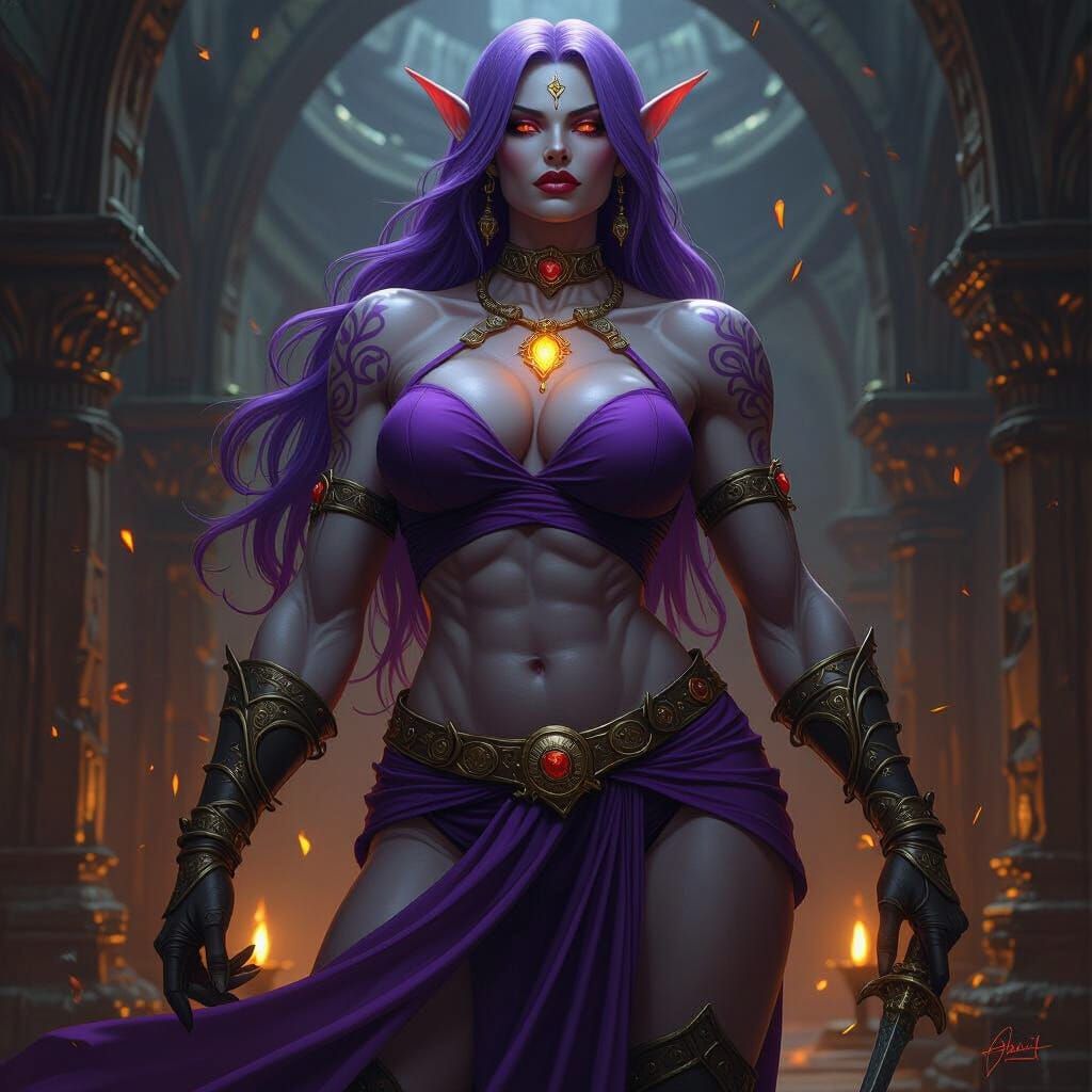 Dark Fantasy Drow Warrior Art