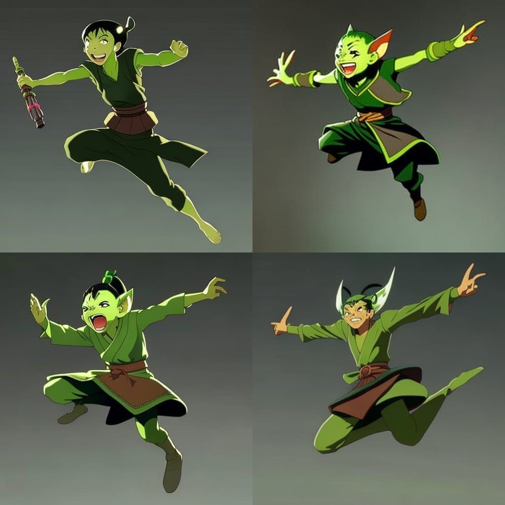 Happy Goblin Monk in Studio Ghibli Style