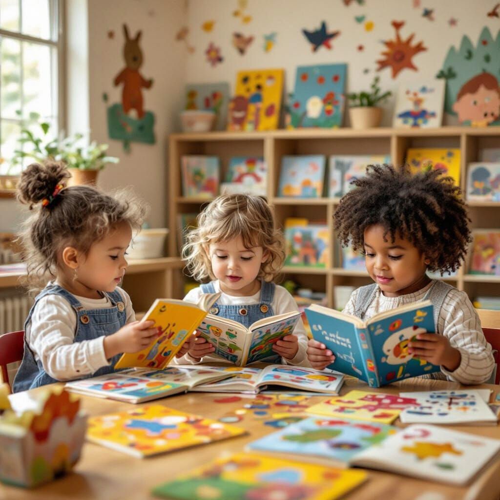 Children Learning in a Whimsical Nursery School
