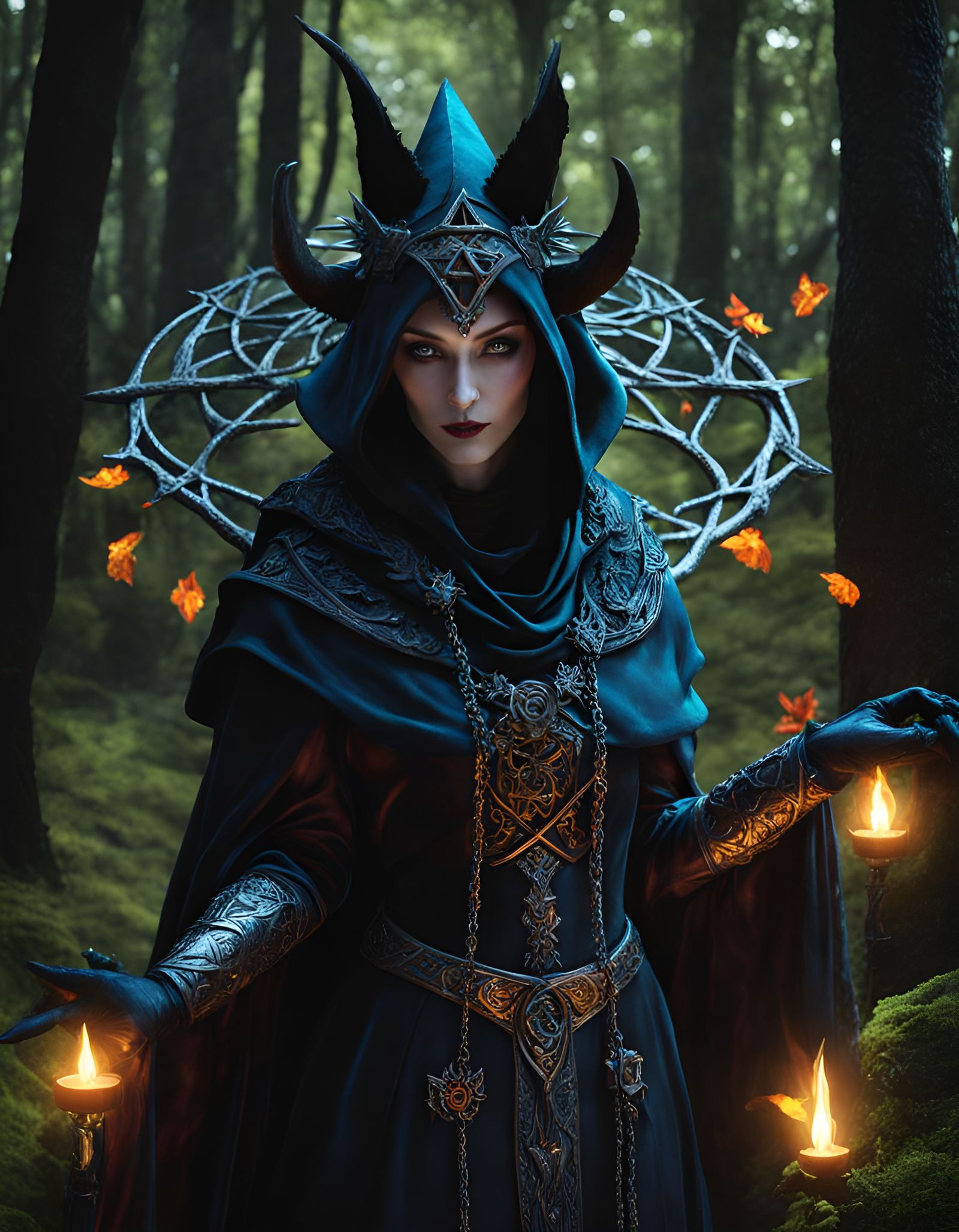 Enchanting Forest Sorcerer in Dark Fairytale Style