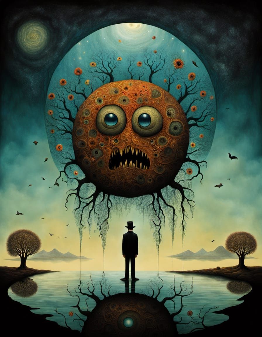 Fragmented Surrealism with Body Horror and Mirror Effect