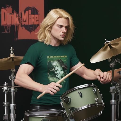 Rock Drummer in Comic Book Art Style