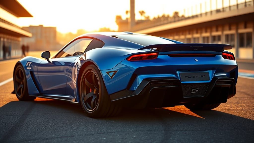 Retro GT Car in Polaris Blue - 1960s Giugiaro Style